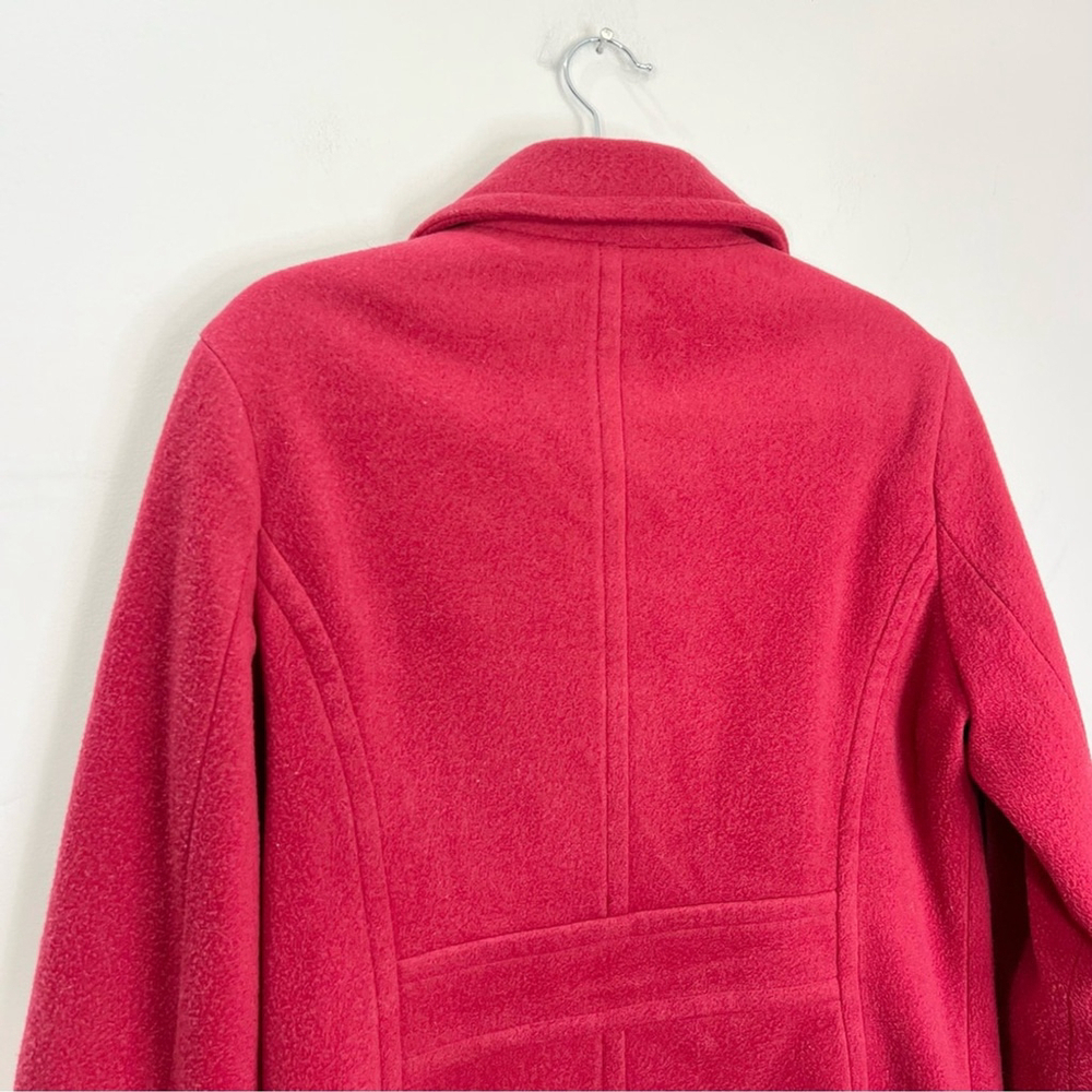Watermelon pink red tailored cashmere blend pea coat M - Picture 6 of 10
